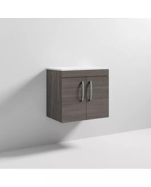 APS7008 600 WH 2-Door Vanity & Worktop Brown Grey Avola