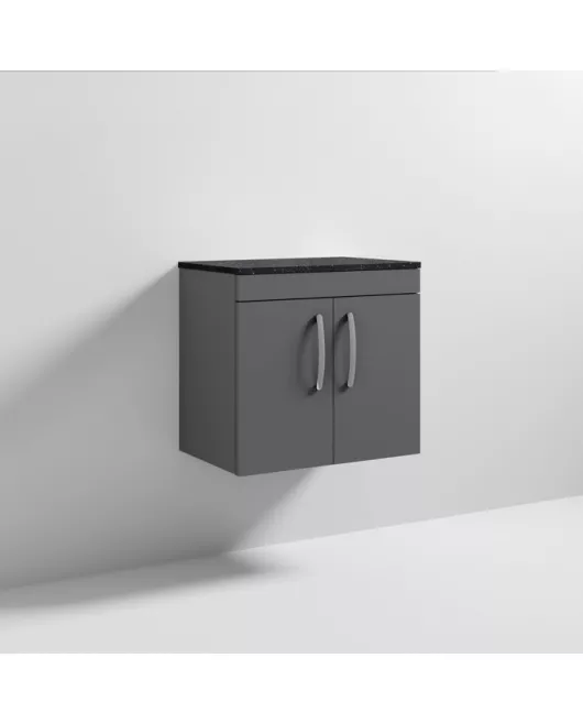 APS7010 600 WH 2-Door Vanity & Worktop Gloss Grey