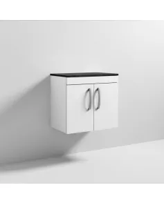 APS7013 600 WH 2-Door Vanity & Worktop Gloss White