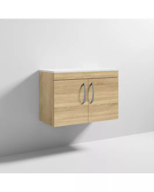 APS7023 800 WH 2-Door Vanity & Worktop Natural Oak