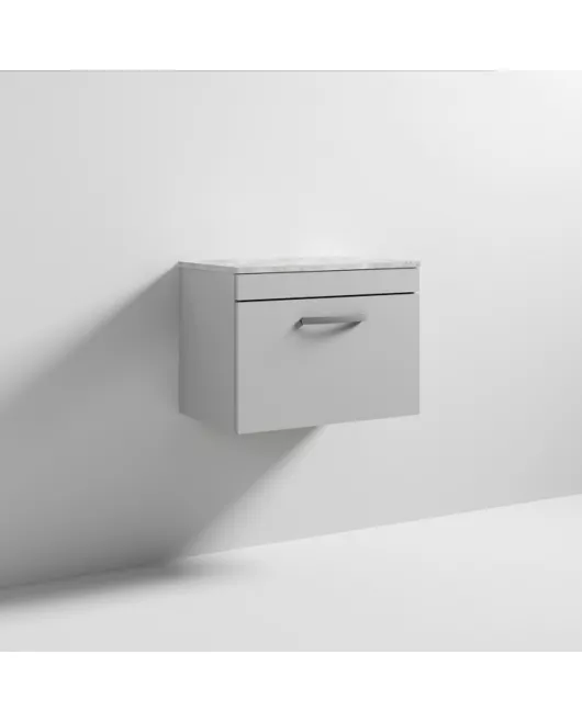 APS7036 600 WH Single Drawer Vanity & Worktop Gloss Grey Mist