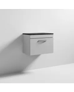 APS7037 600 WH Single Drawer Vanity & Worktop Gloss Grey Mist