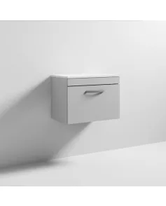 APS7038 600 WH Single Drawer Vanity & Worktop Gloss Grey Mist