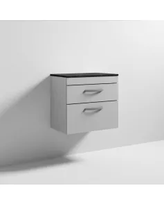 APS7040 600 WH 2-Drawer Vanity & Worktop Gloss Grey Mist