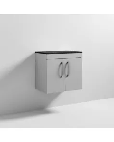 APS7043 600 WH 2-Door Vanity & Worktop Gloss Grey Mist