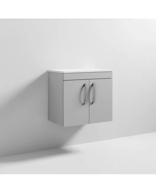 APS7044 600 WH 2-Door Vanity & Worktop Gloss Grey Mist