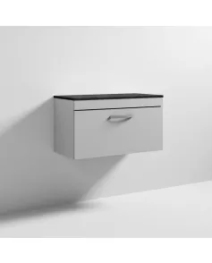 APS7047 800 WH Single Drawer Vanity & Worktop Gloss Grey Mist
