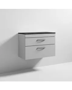 APS7049 800 WH 2-Drawer Vanity & Worktop Gloss Grey Mist