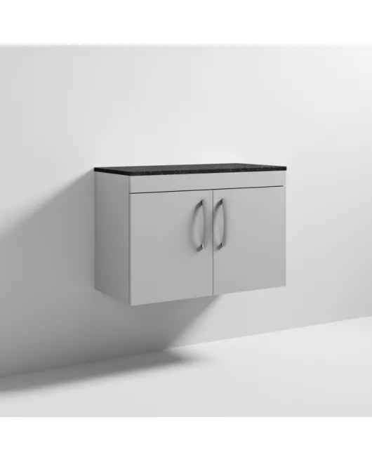 APS7052 800 WH 2-Door Vanity & Worktop Gloss Grey Mist