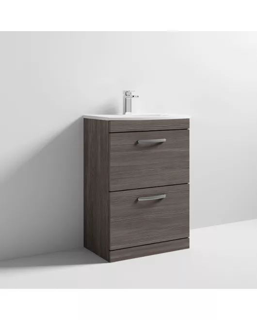 APS7080 600 FS 2-Drawer Vanity & Basin 4 Brown Grey Avola