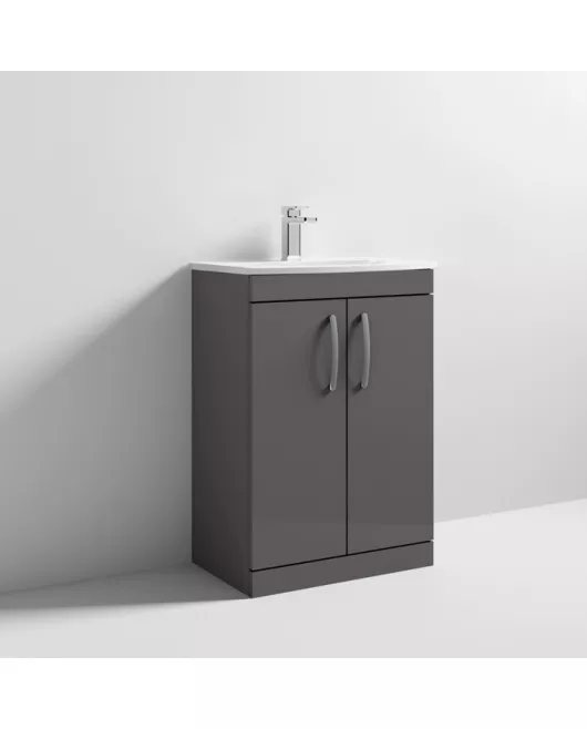 APS7099 600 FS 2-Door Vanity & Basin 4 Gloss Grey