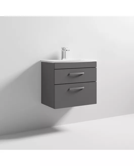 APS7102 600 WH 2-Drawer Vanity & Basin 4 Gloss Grey