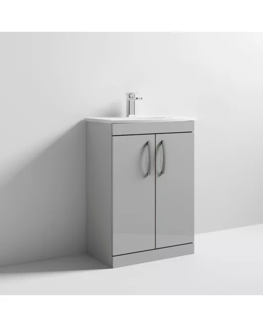 APS7121 600 FS 2-Door Vanity & Basin 4 Gloss Grey Mist
