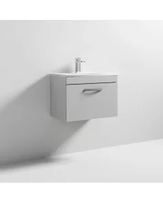 APS7123 600 WH Single Drawer Vanity & Basin 4 Gloss Grey Mist