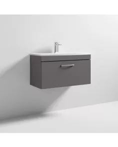 APS7145 800 WH Single Drawer Vanity & Basin 4 Gloss Grey