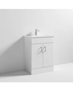 APS7196 White Minimalist 600mm Basin Unit High Gloss White