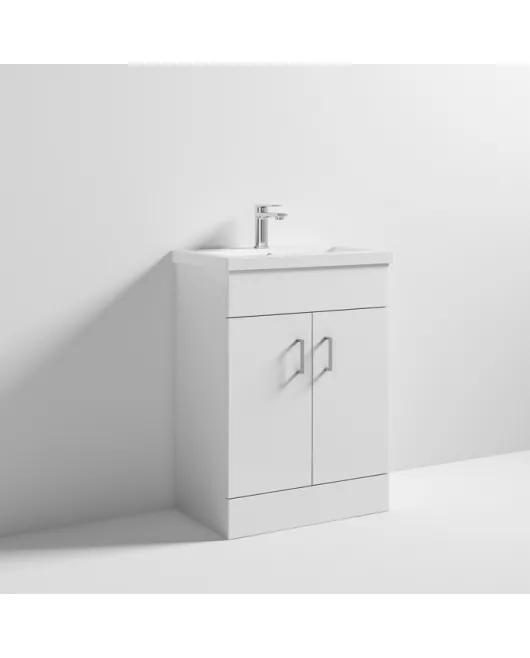 APS7198 White Mid-Edged 600mm Basin Unit High Gloss White