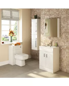 APS7198 White Mid-Edged 600mm Basin Unit High Gloss White