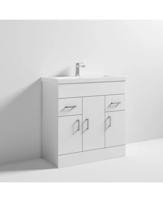 APS7201 White Minimalist 800mm Basin Unit High Gloss White