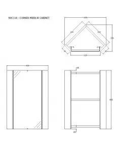 APS7302 Corner Mirror Cabinet Gloss White