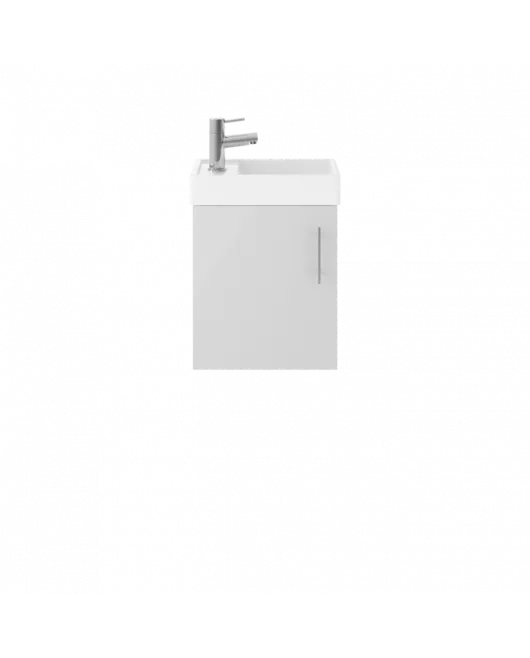 APS7334 400 Single Door WH Unit and Basin Gloss Grey Mist