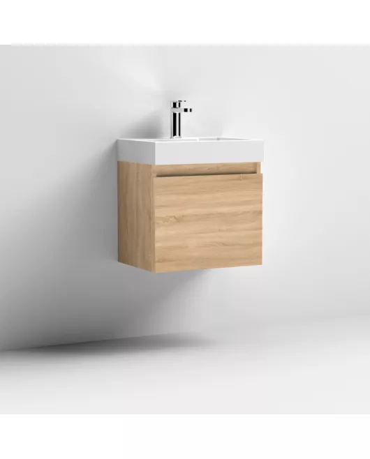 APS7350 500x360 WH 1-Door Vanity & Basin Natural Oak