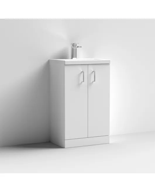 APS7389 500 FS 2-Door Vanity & Ceramic Basin Gloss White