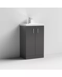 APS7393 500 FS 2-Door Vanity & Ceramic Basin Gloss Grey