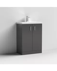 APS7395 600 FS 2-Door Vanity & Ceramic Basin Gloss Grey