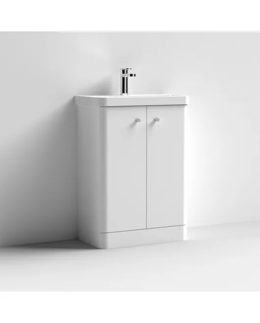 APS7444 600 Floor Standing 2-Door Unit & Basin Gloss Grey Mist