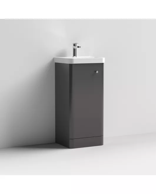 APS7460 400 Floor Standing 1-Door Unit & Basin Gloss Grey Mist