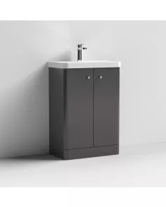APS7468 600 Floor Standing 2-Door Unit & Basin Gloss Grey