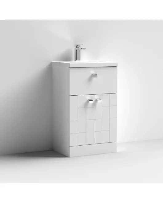 APS7485 500 F/S 2-Door/Drawer Unit & Basin 1 Satin White