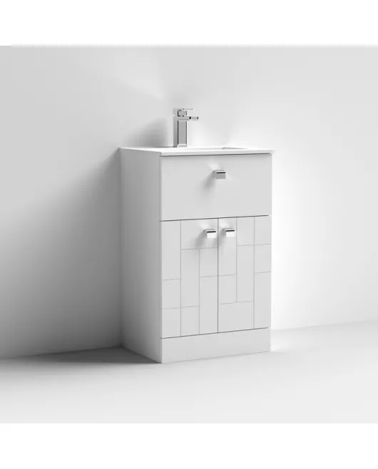 APS7487 500 F/S 2-Door/Drawer Unit & Basin 2 Satin White