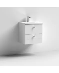 APS7489 500 W/H 2-Drawer Unit & Basin 1 Satin White