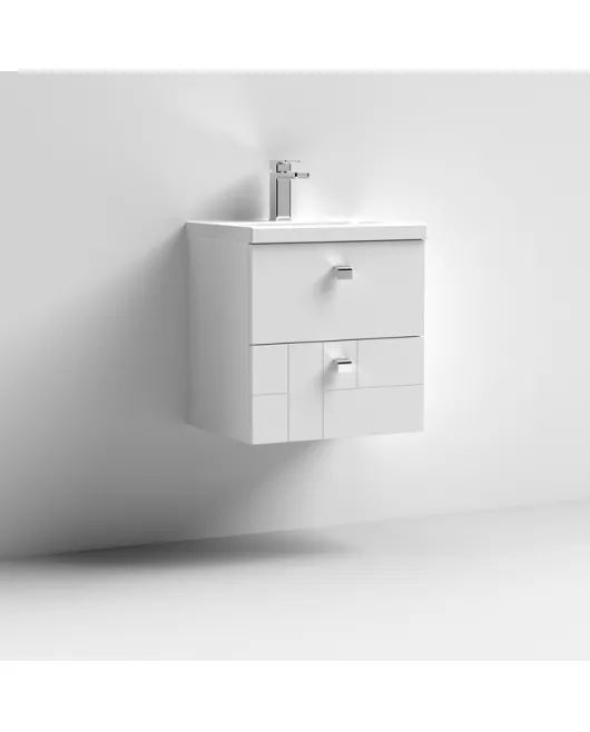 APS7489 500 W/H 2-Drawer Unit & Basin 1 Satin White
