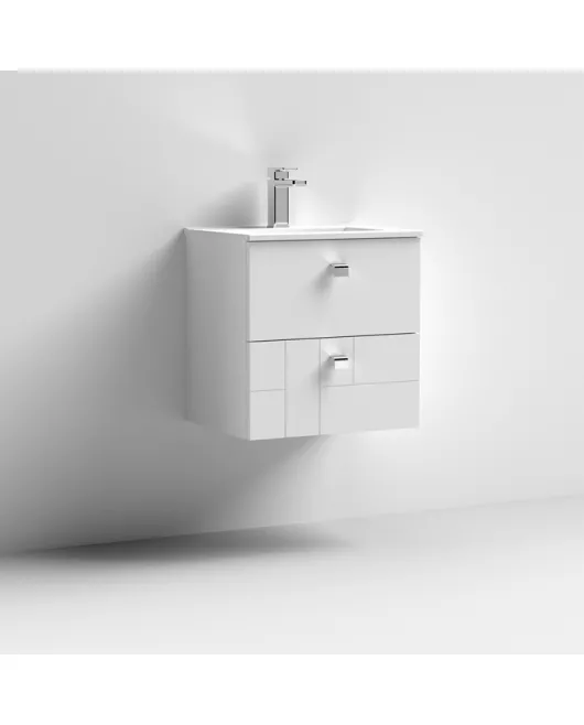 APS7491 500 W/H 2-Drawer Unit & Basin 2 Satin White