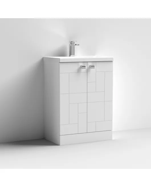 APS7493 600 F/S 2-Door Unit & Basin 1 Satin White