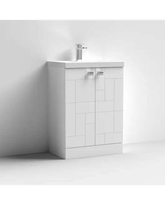 APS7496 600 F/S 2-Door Unit & Basin 3 Satin White