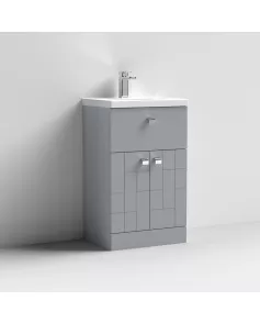 APS7509 500 F/S 2-Door/Drawer Unit & Basin 1 Satin Grey