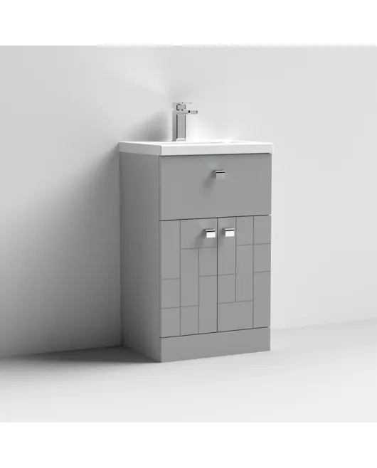 APS7509 500 F/S 2-Door/Drawer Unit & Basin 1 Satin Grey