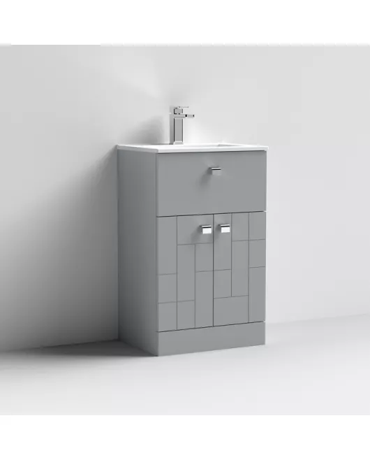 APS7511 500 F/S 2-Door/Drawer Unit & Basin 2 Satin Grey