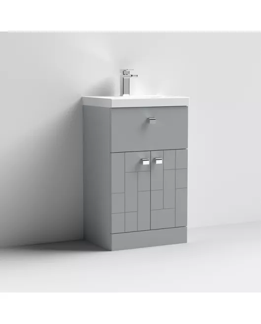 APS7512 500 F/S 2-Door/Drawer Unit & Basin 3 Satin Grey