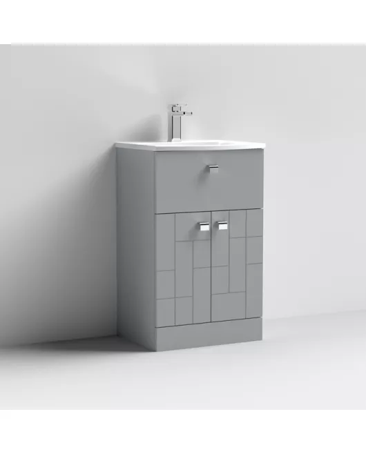 APS7549 500 F/S 2-Door/Drawer Unit & Basin 4 Satin Grey
