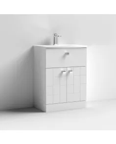 APS7554 600 FS 2-Door/Drawer Unit & Basin 4 Satin White