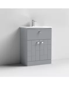 APS7557 600 FS 2-Door/Drawer Unit & Basin 4 Satin Grey