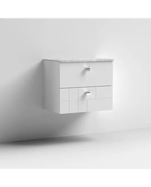 APS7575 600 WH 2-Drawer Unit & Worktop Satin White