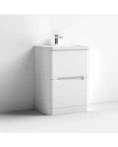 APS7580 600 F/S 2-Drawer Unit & Basin Satin White