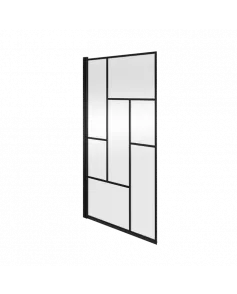 APS7721 Square Block Framed Bath Screen Matt Black