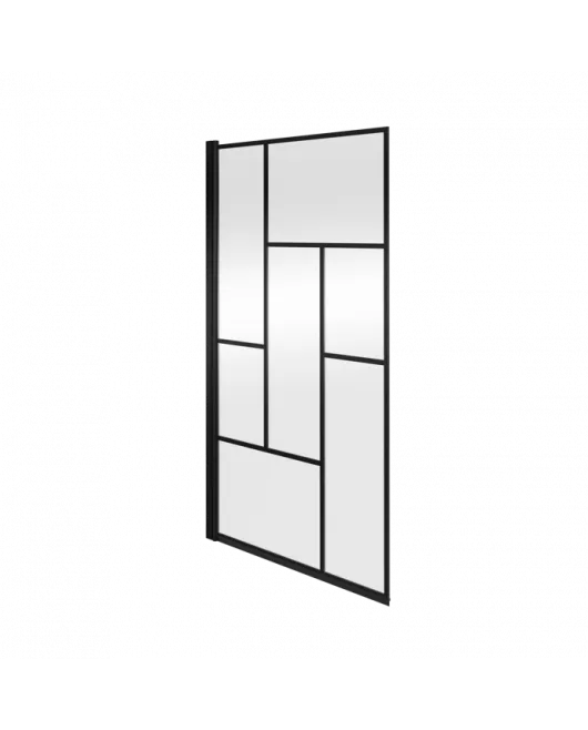 APS7721 Square Block Framed Bath Screen Matt Black